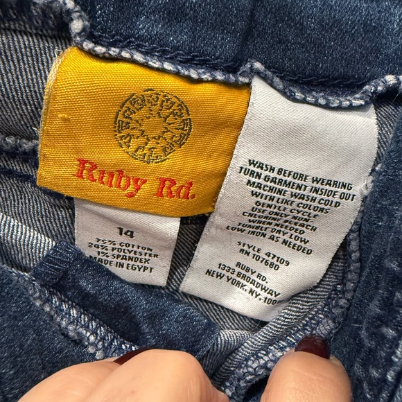 Ruby Rd Denim Blue Jeans Elastic Waist Size 14 - Picture 3 of 6